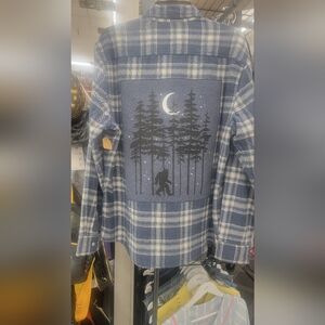 Recycled Big Foot Plaid Flannel Shirt Size Large